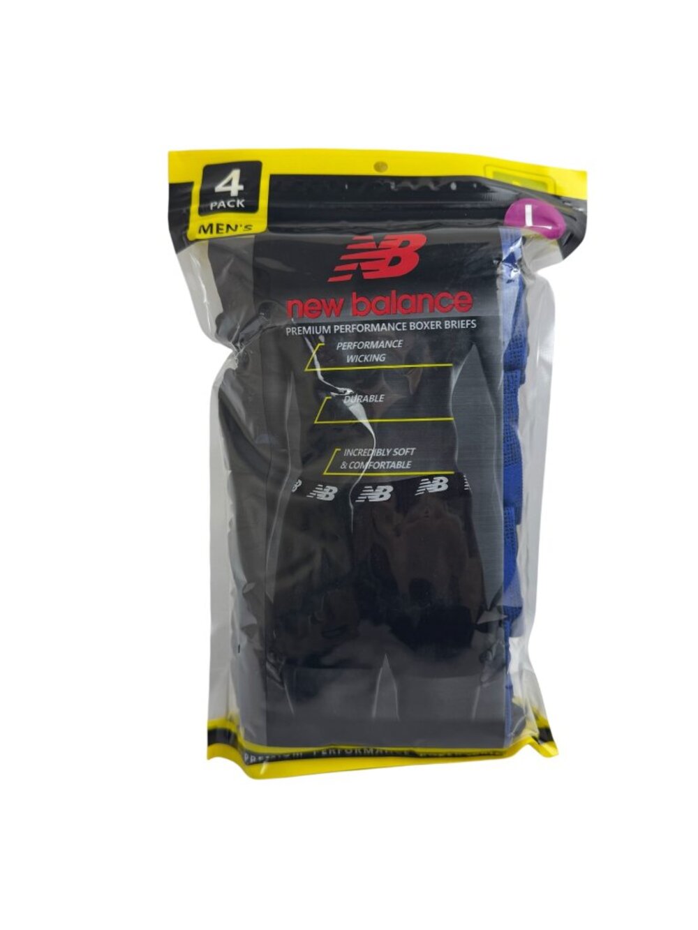 New Balance NEW 4 Pack Boxer Briefs Lrg Premium Performance Blue Black Stretch